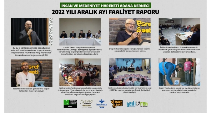 İnsan ve Medeniyet Hareketi Adana 2022 Aralık ayı Faaliyet Raporu.